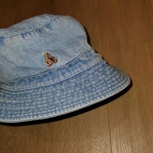 GAP Light Blue Kids Bucket Hat with Bear Embroidery